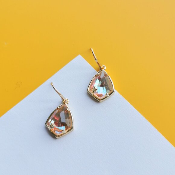 Miley Gold Dichroic Glass Earrings by Alicia Bonnie - Picture 2 of 4